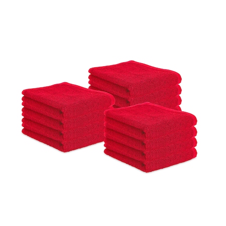 Monarch Brands Terry Polishing Hand Towel 0, Red, 120PK N030-R1627-4-CS